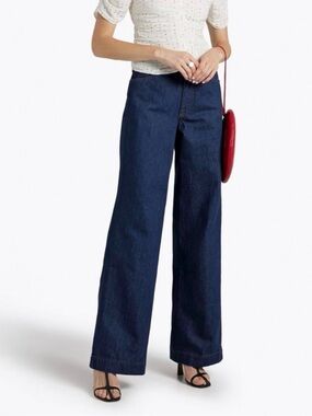 FRAME Le Italien Wide Leg Jeans in Color Rinse Wash, High Rise Dark Denim, 26